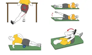 Rutina para aliviar la tensión en la cintilla iliotibial: estiramientos y masaje con rodillo.