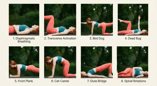 Secuencia de yoga para fortalecer la espalda baja: respiración, plancha, puente de glúteos y más.