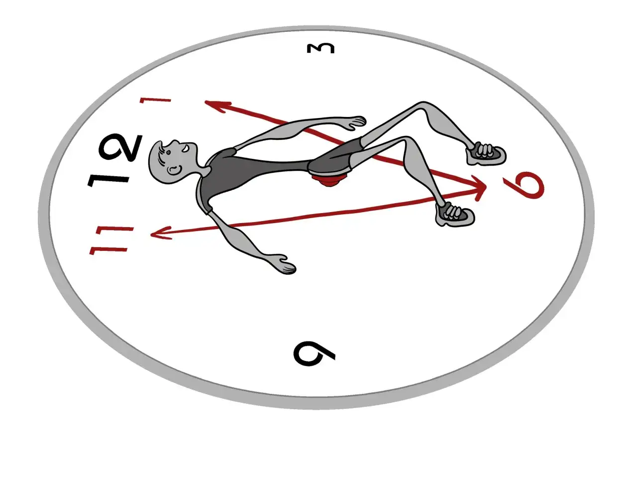 Hombre con hiperlordosis lumbar realizando ejercicios en un reloj.